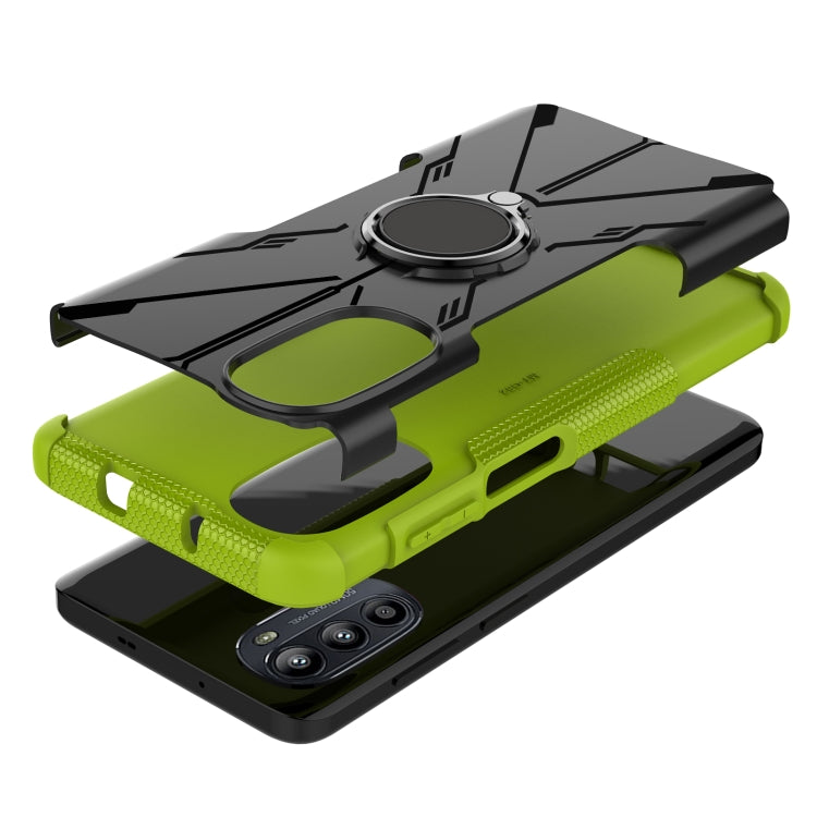 For Motorola Moto G52 Armor Bear Shockproof PC + TPU Phone Protective Case with Ring Holder