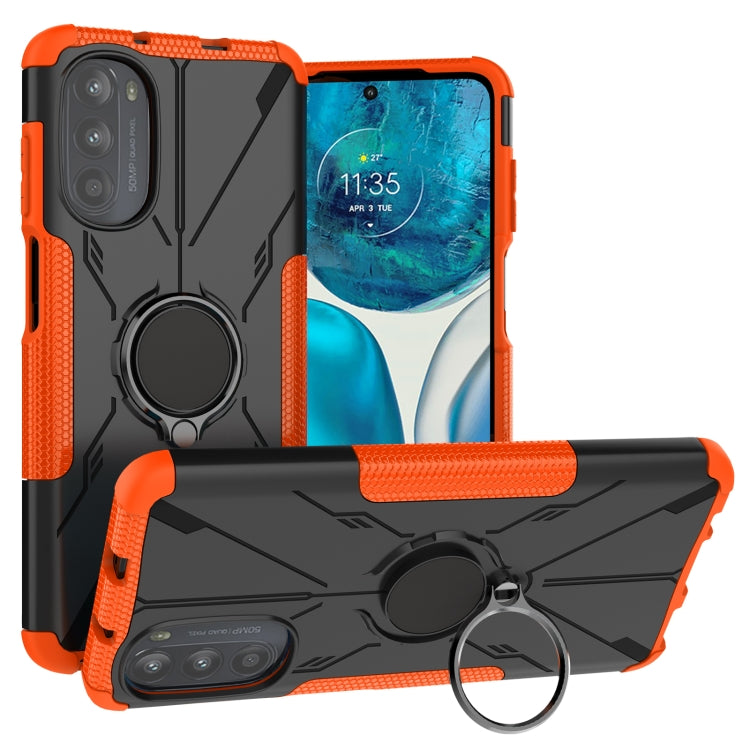 For Motorola Moto G52 Armor Bear Shockproof PC + TPU Phone Protective Case with Ring Holder