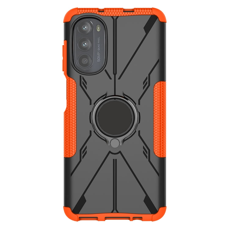 For Motorola Moto G52 Armor Bear Shockproof PC + TPU Phone Protective Case with Ring Holder