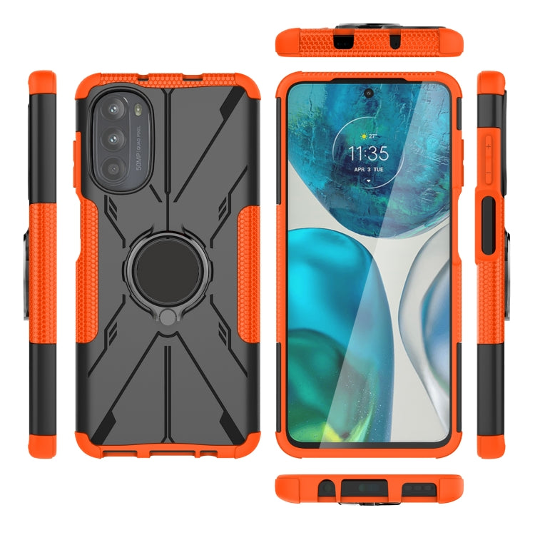 For Motorola Moto G52 Armor Bear Shockproof PC + TPU Phone Protective Case with Ring Holder