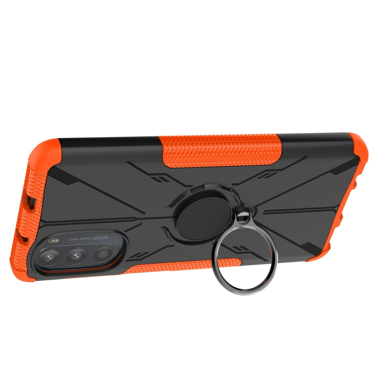 For Motorola Moto G52 Armor Bear Shockproof PC + TPU Phone Protective Case with Ring Holder