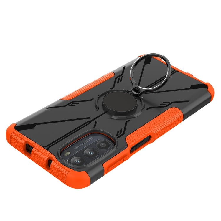For Motorola Moto G52 Armor Bear Shockproof PC + TPU Phone Protective Case with Ring Holder