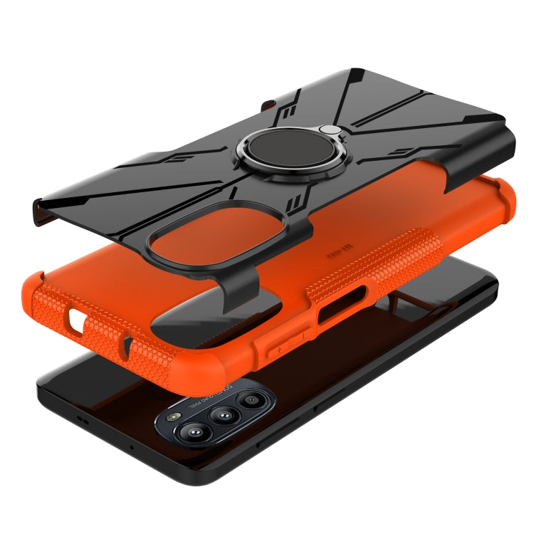 For Motorola Moto G52 Armor Bear Shockproof PC + TPU Phone Protective Case with Ring Holder