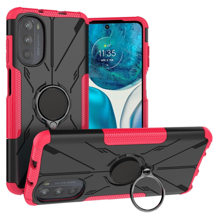 For Motorola Moto G52 Armor Bear Shockproof PC + TPU Phone Protective Case with Ring Holder