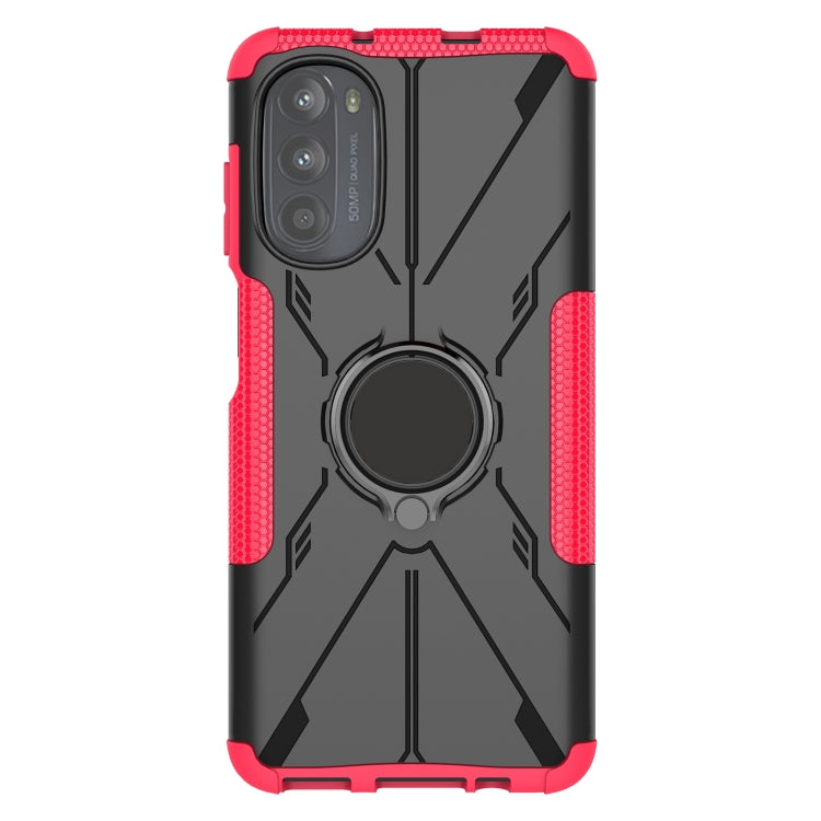 For Motorola Moto G52 Armor Bear Shockproof PC + TPU Phone Protective Case with Ring Holder
