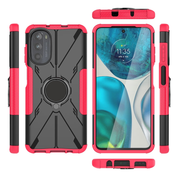 For Motorola Moto G52 Armor Bear Shockproof PC + TPU Phone Protective Case with Ring Holder