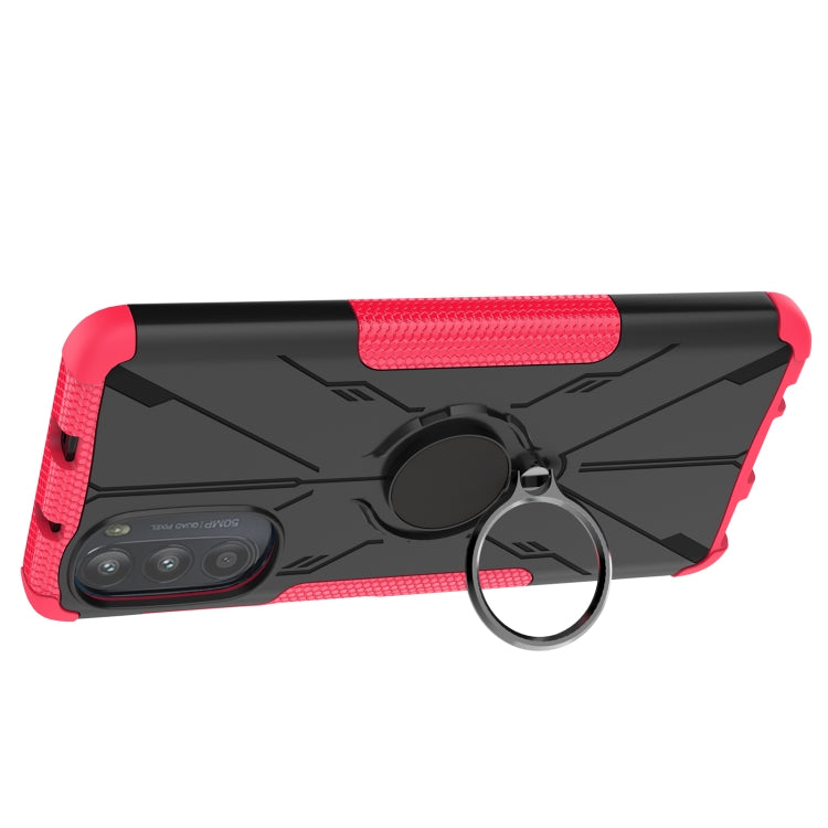 For Motorola Moto G52 Armor Bear Shockproof PC + TPU Phone Protective Case with Ring Holder