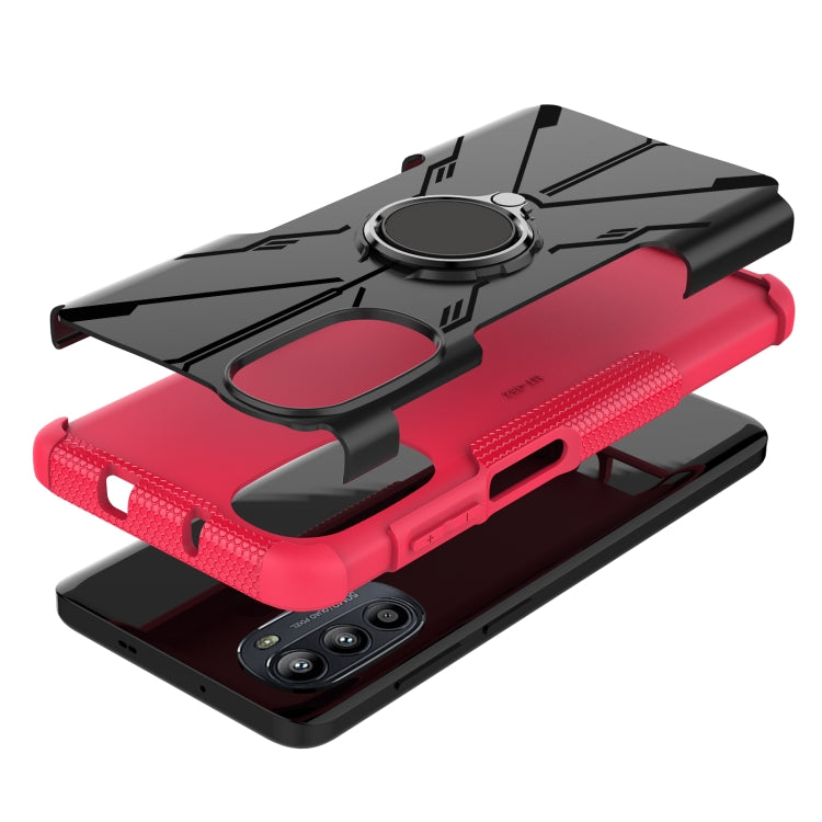 For Motorola Moto G52 Armor Bear Shockproof PC + TPU Phone Protective Case with Ring Holder