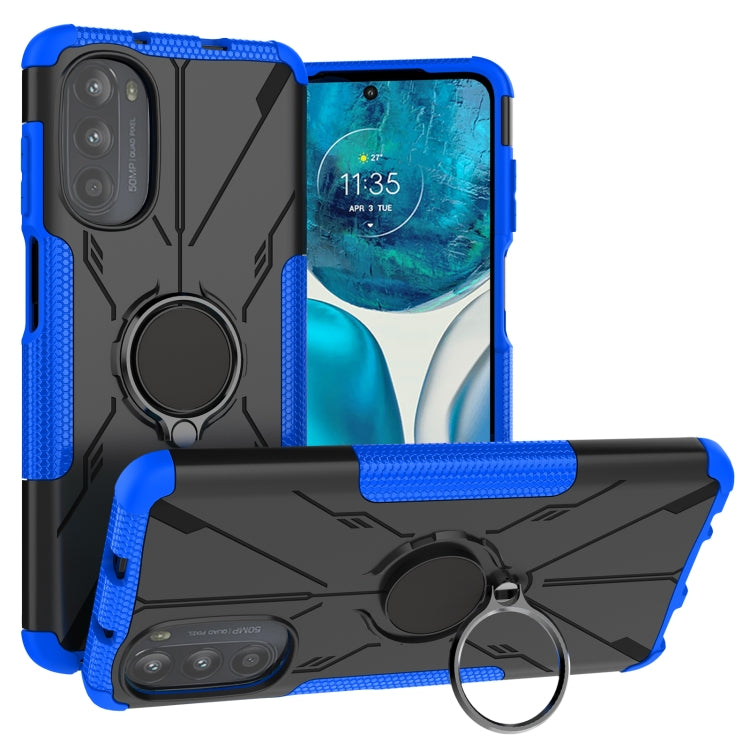 For Motorola Moto G52 Armor Bear Shockproof PC + TPU Phone Protective Case with Ring Holder