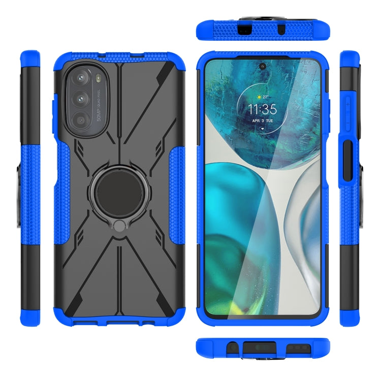 For Motorola Moto G52 Armor Bear Shockproof PC + TPU Phone Protective Case with Ring Holder