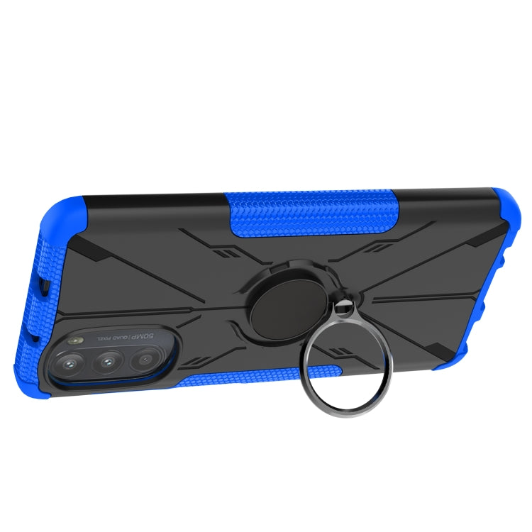 For Motorola Moto G52 Armor Bear Shockproof PC + TPU Phone Protective Case with Ring Holder