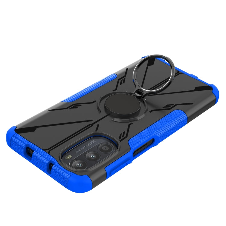 For Motorola Moto G52 Armor Bear Shockproof PC + TPU Phone Protective Case with Ring Holder