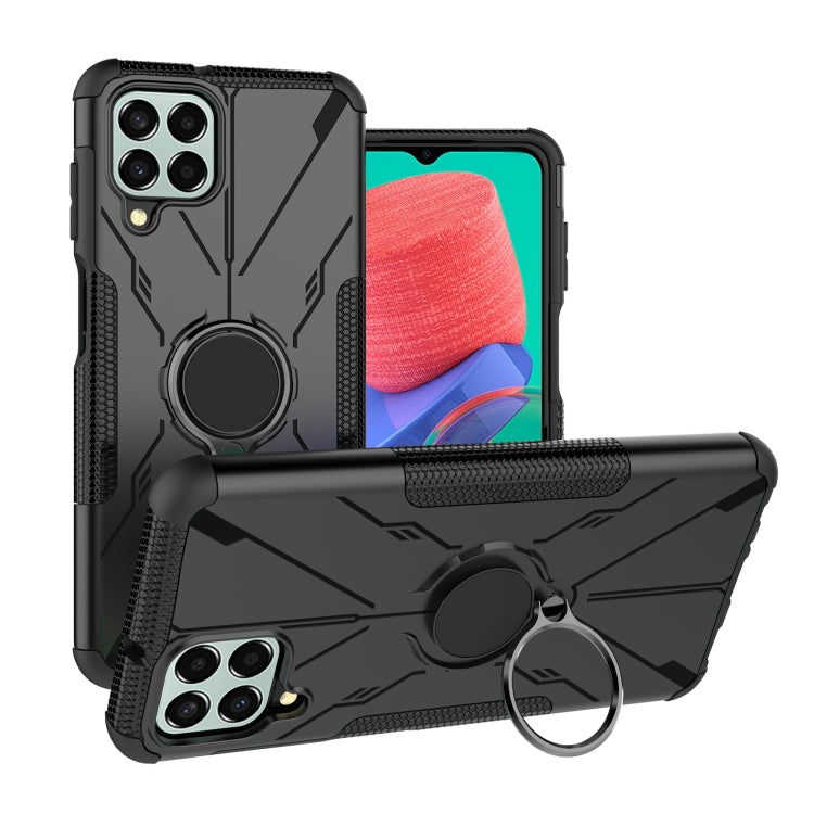 For Samsung Galaxy M33 Global/India Armor Bear Shockproof PC + TPU Phone Protective Case with Ring Holder