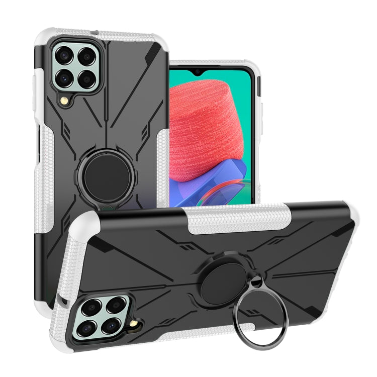 For Samsung Galaxy M33 Global/India Armor Bear Shockproof PC + TPU Phone Protective Case with Ring Holder