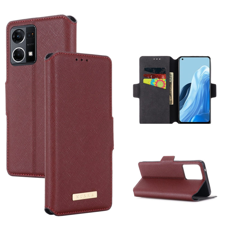 For OPPO F21 Pro / Reno7 4G MUXMA MX115 Cross Texture Oil Edge Flip Leather Phone Case