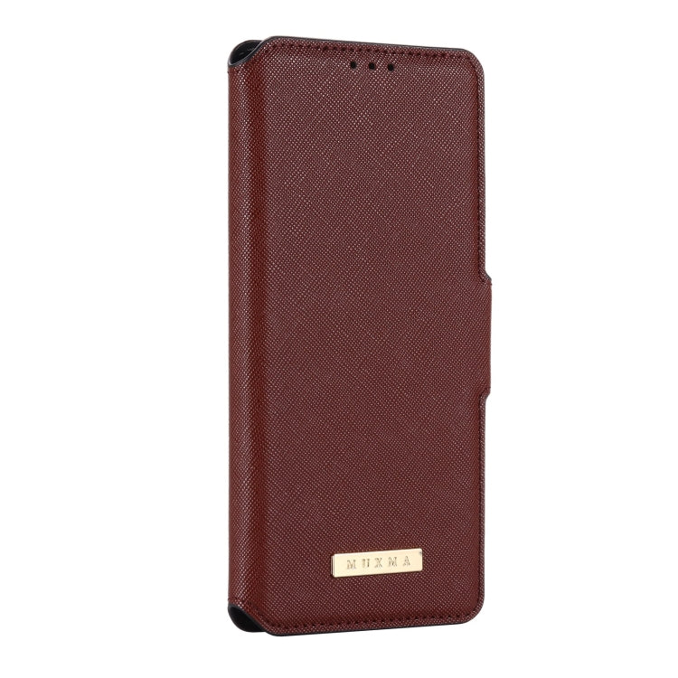 For OPPO A15 MUXMA MX115 Cross Texture Oil Edge Flip Leather Phone Case