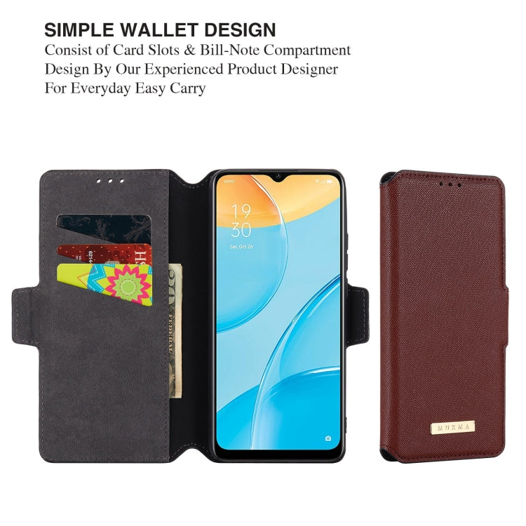 For OPPO A15 MUXMA MX115 Cross Texture Oil Edge Flip Leather Phone Case