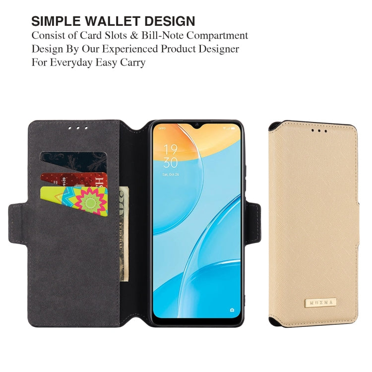 For OPPO A15 MUXMA MX115 Cross Texture Oil Edge Flip Leather Phone Case
