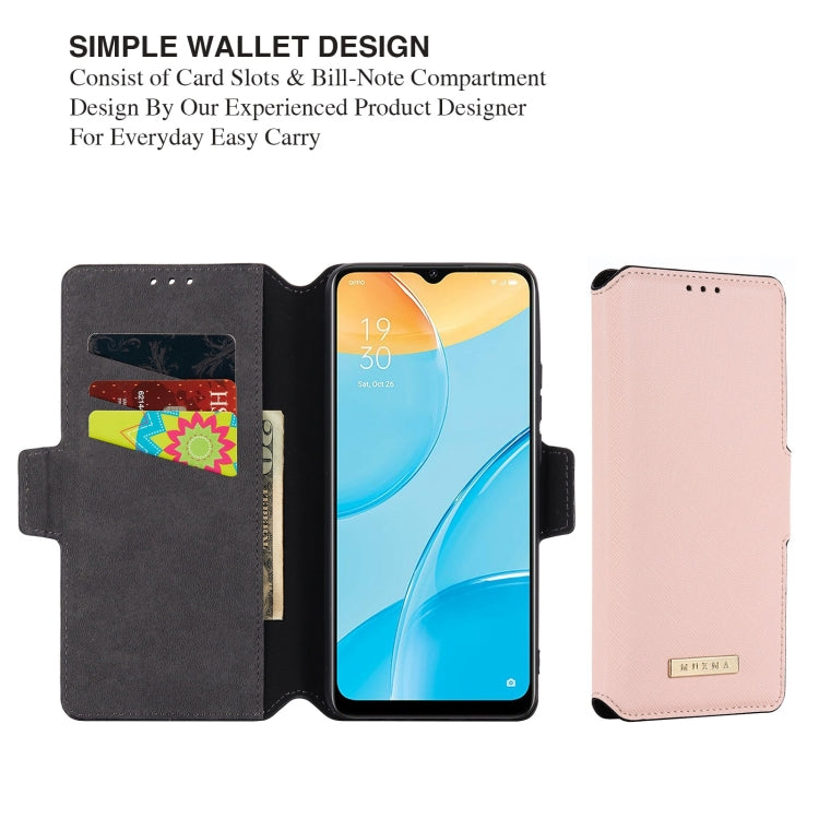 For OPPO A15 MUXMA MX115 Cross Texture Oil Edge Flip Leather Phone Case