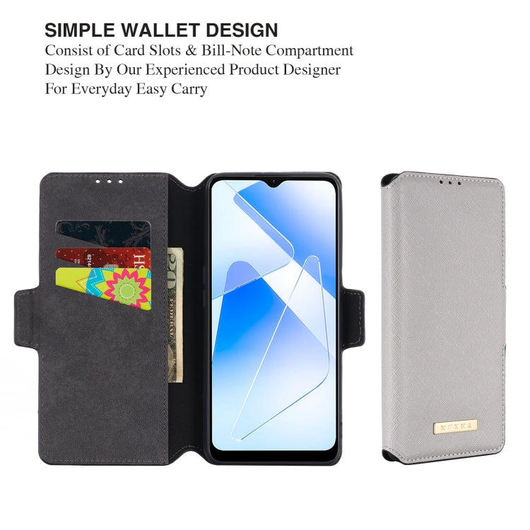 For OPPO A55 5G MUXMA MX115 Cross Texture Oil Edge Flip Leather Phone Case