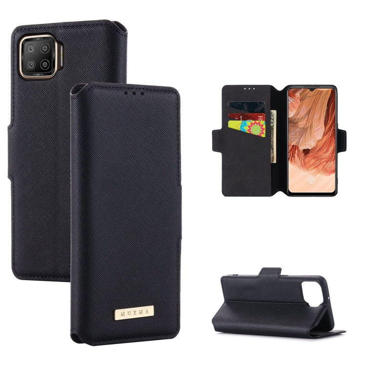 For OPPO F17 / A73 2020 MUXMA MX115 Cross Texture Oil Edge Flip Leather Phone Case