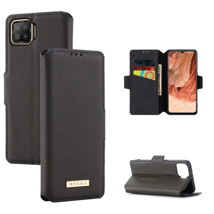 For OPPO F17 / A73 2020 MUXMA MX115 Cross Texture Oil Edge Flip Leather Phone Case