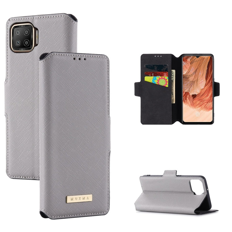 For OPPO F17 / A73 2020 MUXMA MX115 Cross Texture Oil Edge Flip Leather Phone Case