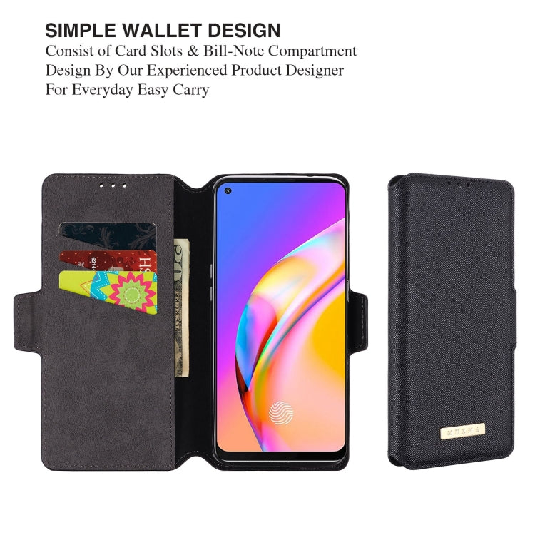 For OPPO F19 Pro / A94 MUXMA MX115 Cross Texture Oil Edge Flip Leather Phone Case