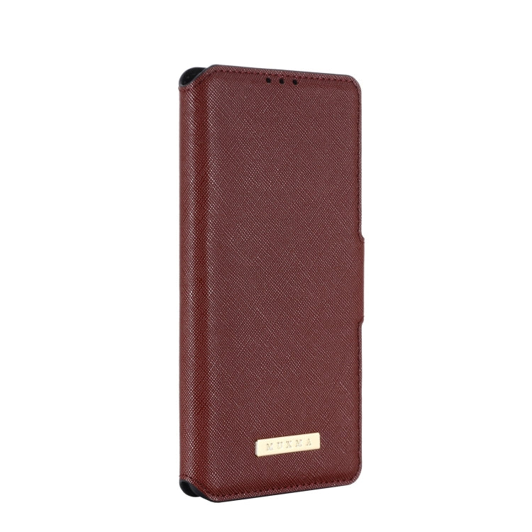 For OPPO F19 Pro / A94 MUXMA MX115 Cross Texture Oil Edge Flip Leather Phone Case