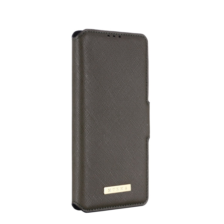 For OPPO F19 Pro / A94 MUXMA MX115 Cross Texture Oil Edge Flip Leather Phone Case