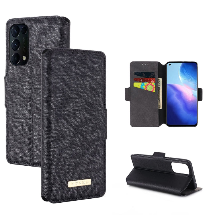 For OPPO Reno5 4G MUXMA MX115 Cross Texture Oil Edge Flip Leather Phone Case