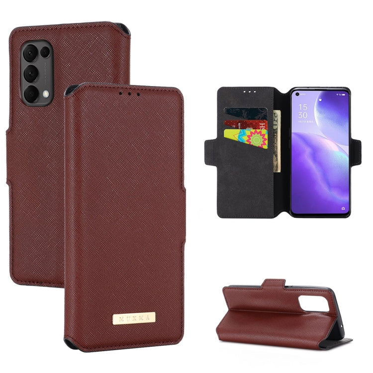 For OPPO Reno5 5G MUXMA MX115 Cross Texture Oil Edge Flip Leather Phone Case