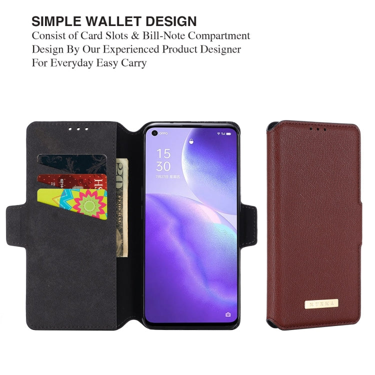 For OPPO Reno5 5G MUXMA MX115 Cross Texture Oil Edge Flip Leather Phone Case
