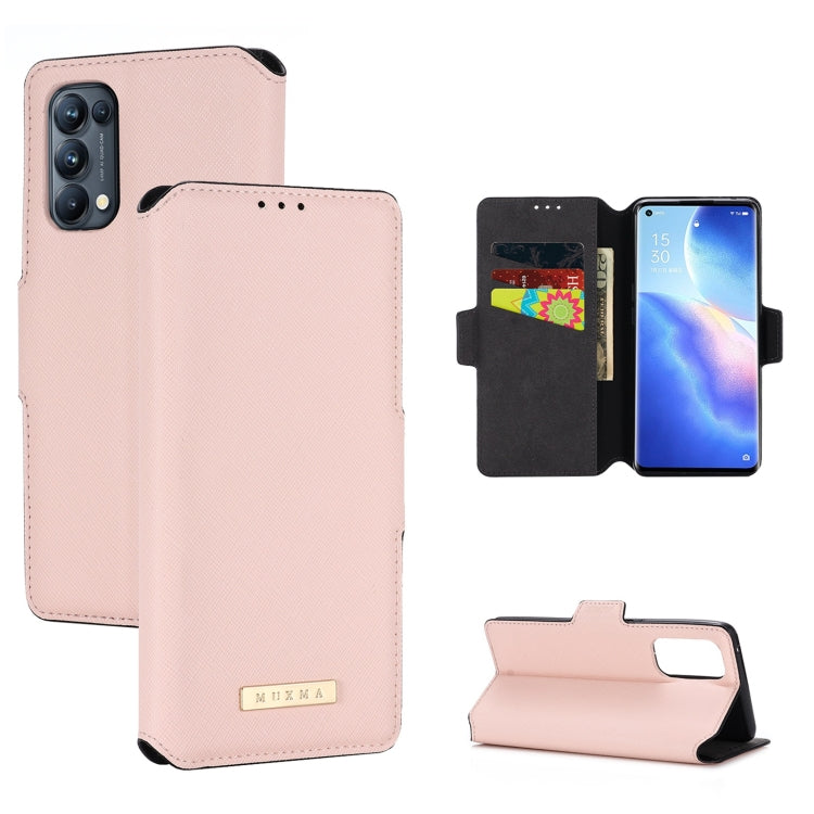 For OPPO Reno5 Pro 5G MUXMA MX115 Cross Texture Oil Edge Flip Leather Phone Case
