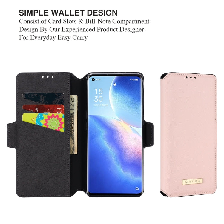 For OPPO Reno5 Pro 5G MUXMA MX115 Cross Texture Oil Edge Flip Leather Phone Case