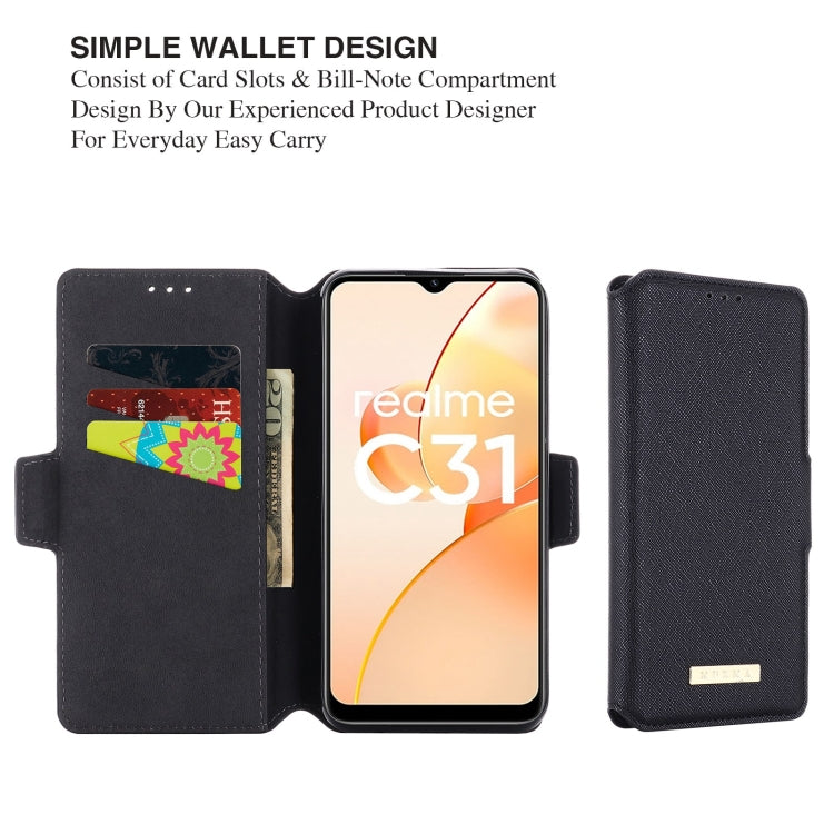 For OPPO Realme C31 4G MUXMA MX115 Cross Texture Oil Edge Flip Leather Phone Case