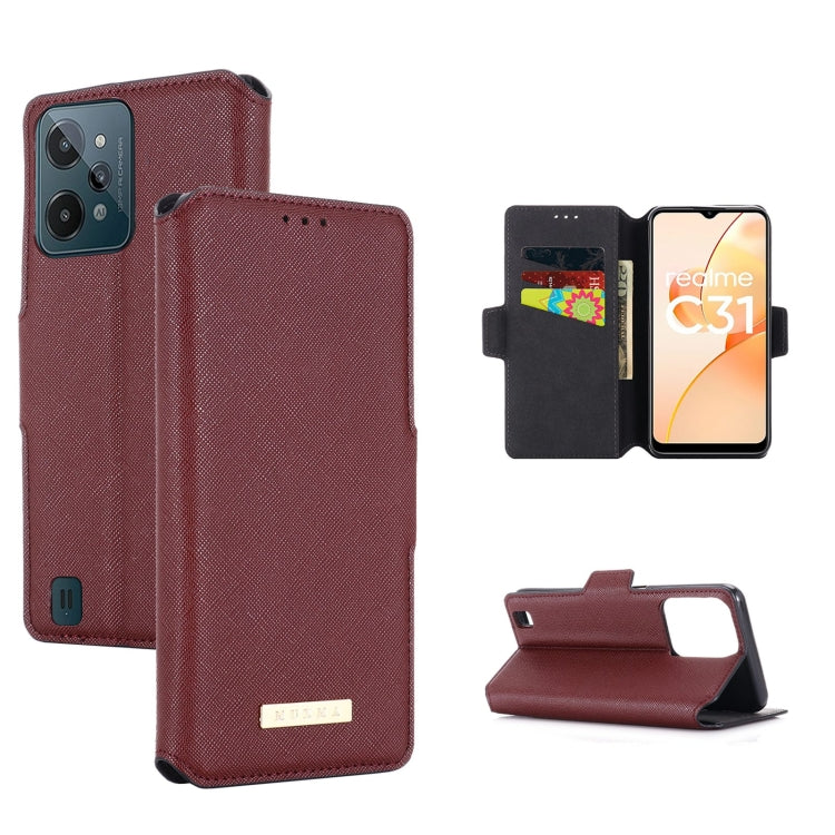 For OPPO Realme C31 4G MUXMA MX115 Cross Texture Oil Edge Flip Leather Phone Case