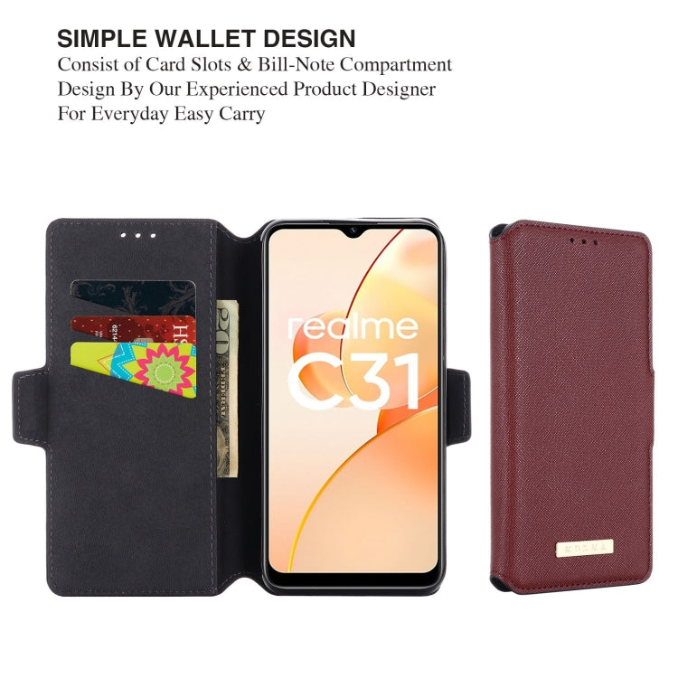 For OPPO Realme C31 4G MUXMA MX115 Cross Texture Oil Edge Flip Leather Phone Case