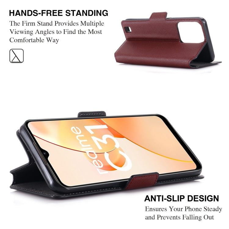 For OPPO Realme C31 4G MUXMA MX115 Cross Texture Oil Edge Flip Leather Phone Case