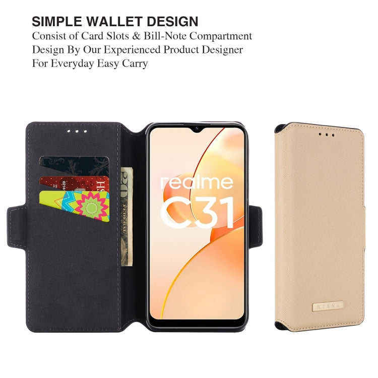 For OPPO Realme C31 4G MUXMA MX115 Cross Texture Oil Edge Flip Leather Phone Case