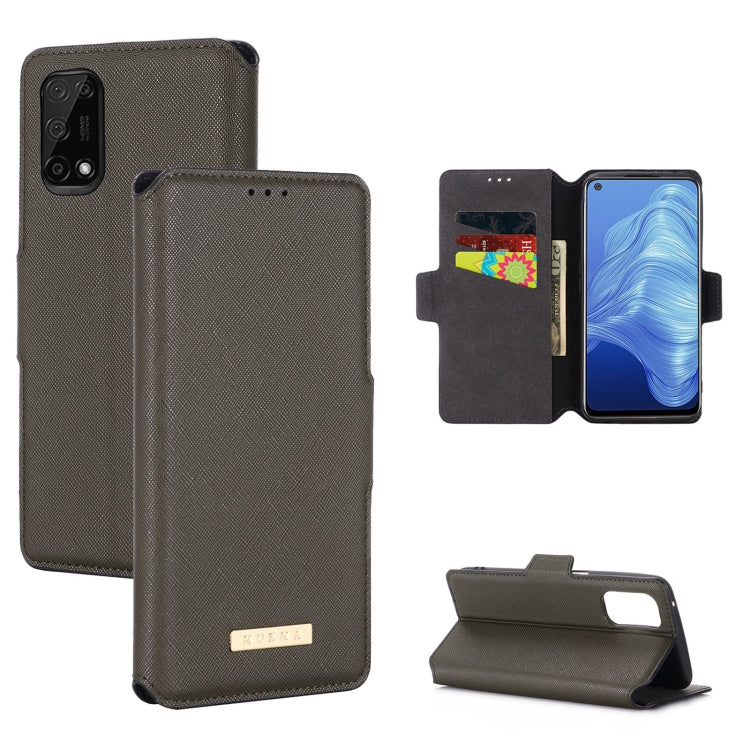 For OPPO Realme 7 5G / V5 / Q2 MUXMA MX115 Cross Texture Oil Edge Flip Leather Phone Case