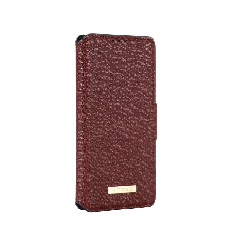 For OPPO Realme C15 / C12 MUXMA MX115 Cross Texture Oil Edge Flip Leather Phone Case