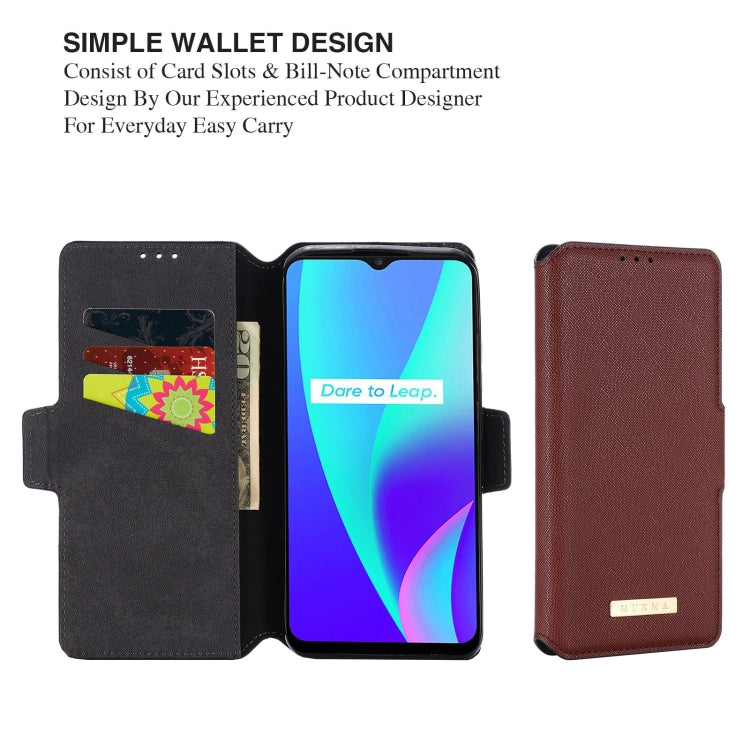 For OPPO Realme C15 / C12 MUXMA MX115 Cross Texture Oil Edge Flip Leather Phone Case