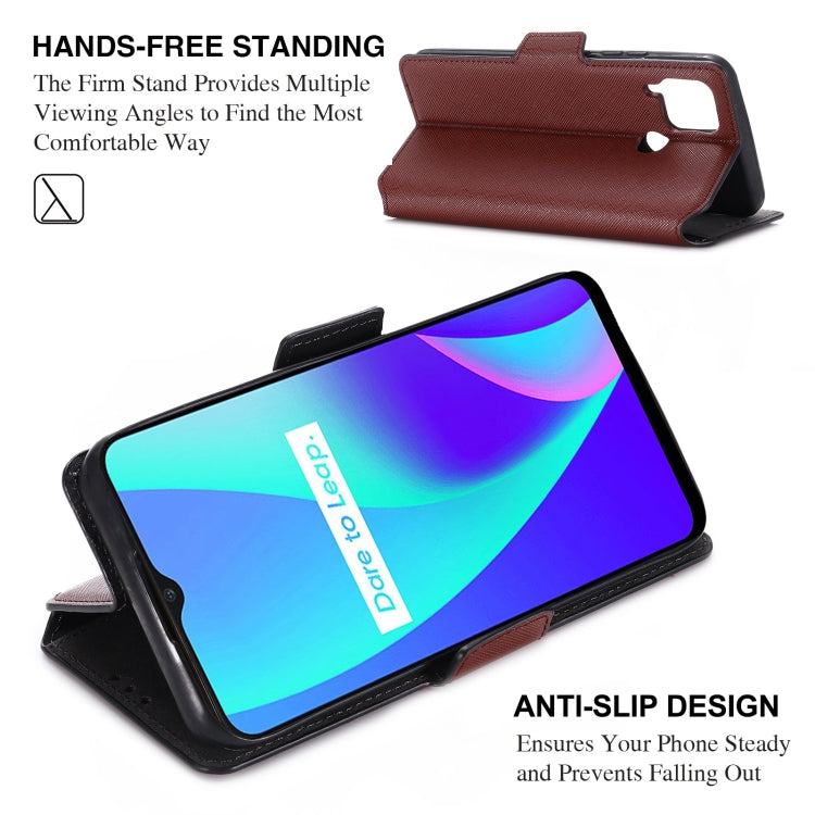 For OPPO Realme C15 / C12 MUXMA MX115 Cross Texture Oil Edge Flip Leather Phone Case