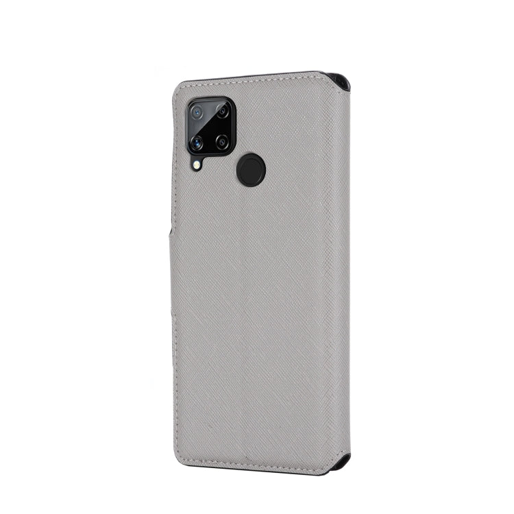 For OPPO Realme C15 / C12 MUXMA MX115 Cross Texture Oil Edge Flip Leather Phone Case