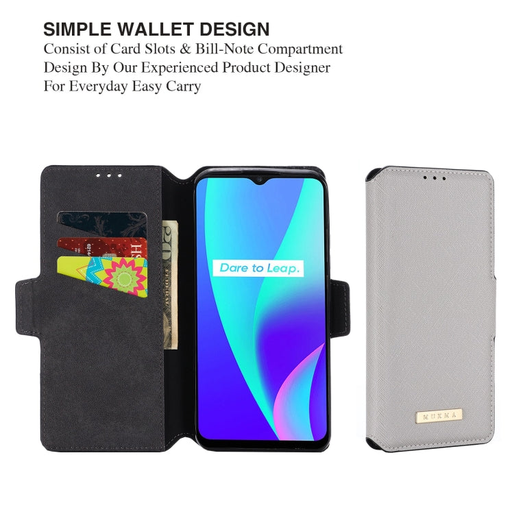 For OPPO Realme C15 / C12 MUXMA MX115 Cross Texture Oil Edge Flip Leather Phone Case