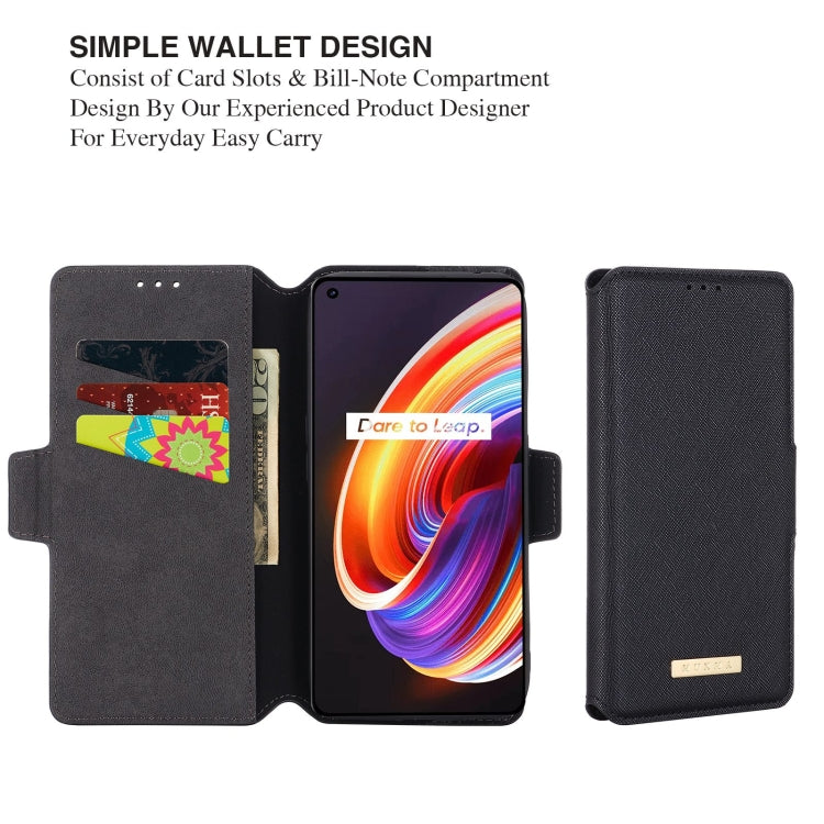 For OPPO Realme X7 Pro MUXMA MX115 Cross Texture Oil Edge Flip Leather Phone Case