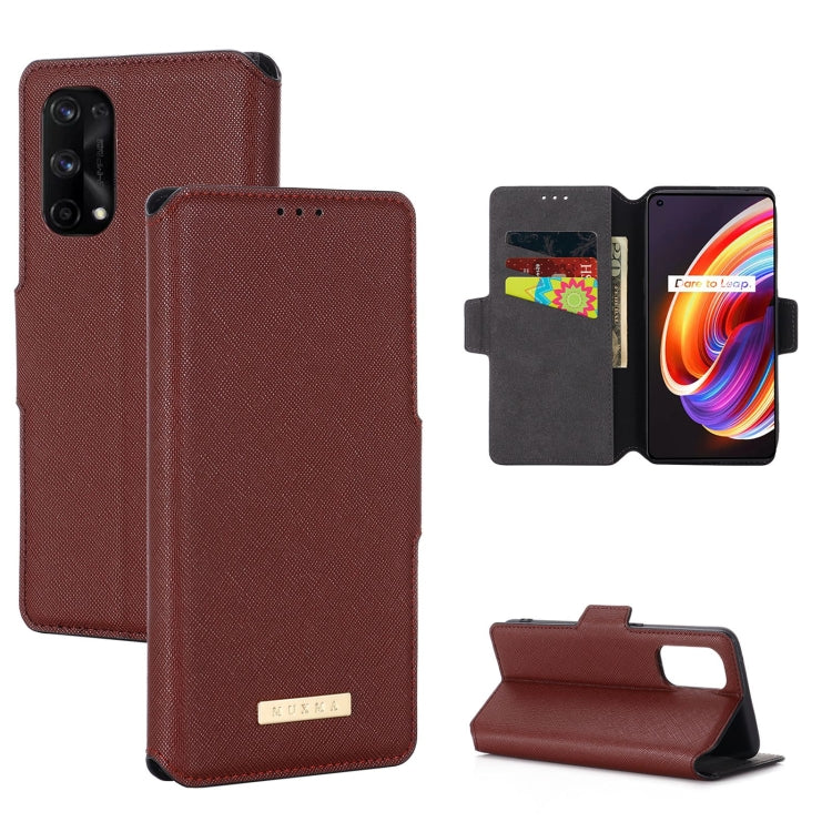 For OPPO Realme X7 Pro MUXMA MX115 Cross Texture Oil Edge Flip Leather Phone Case