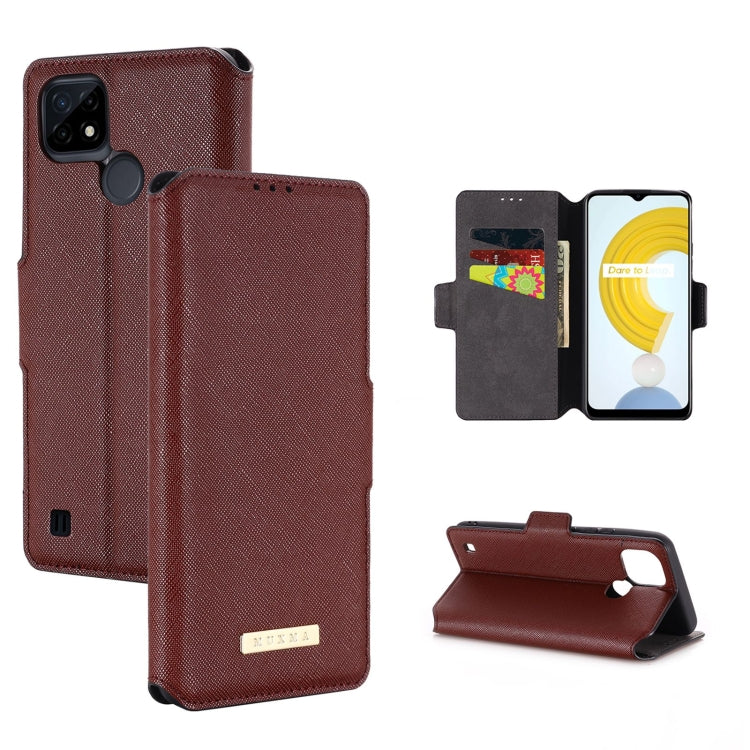 For OPPO Realme C21 MUXMA MX115 Cross Texture Oil Edge Flip Leather Phone Case
