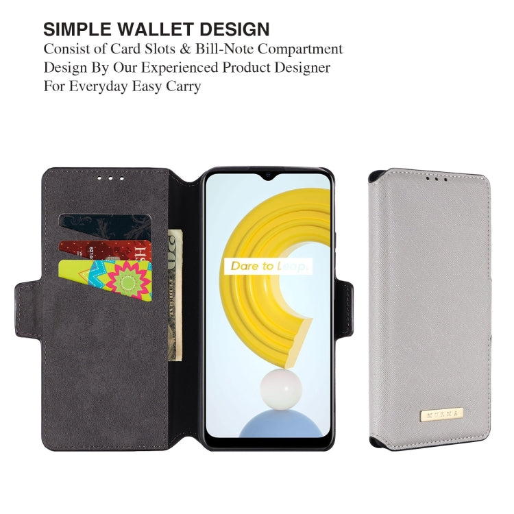 For OPPO Realme C21 MUXMA MX115 Cross Texture Oil Edge Flip Leather Phone Case